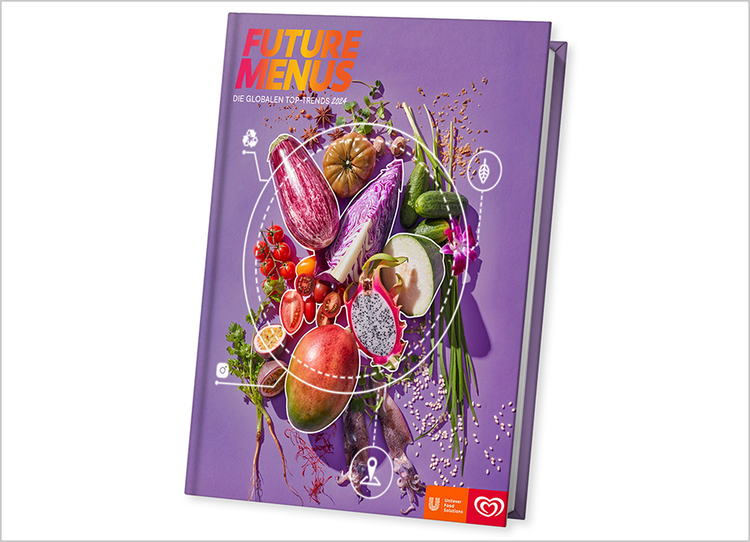 Auf mehr als 100 Seiten präsentiert Unilever Food Solutions im „Future Menus Trendreport 2024“ Wege in die Zukunft
